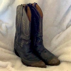 Tony Lama Gray Leather Cowboy Boots